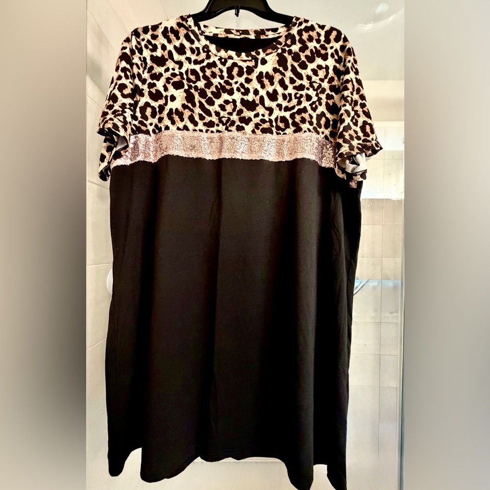 Leopard Print and Black Dress